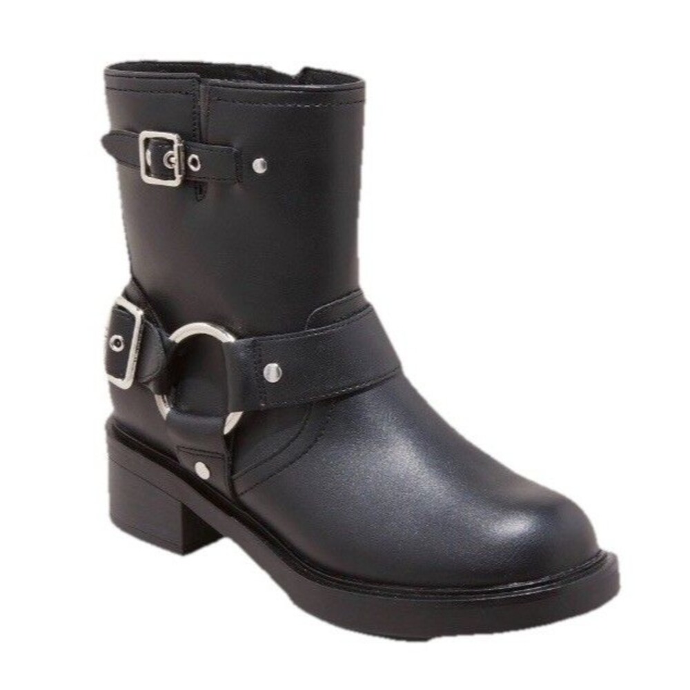 Universal Thread Connor Harness Buckle Ankle Boots Black Size 6.5 Wide New